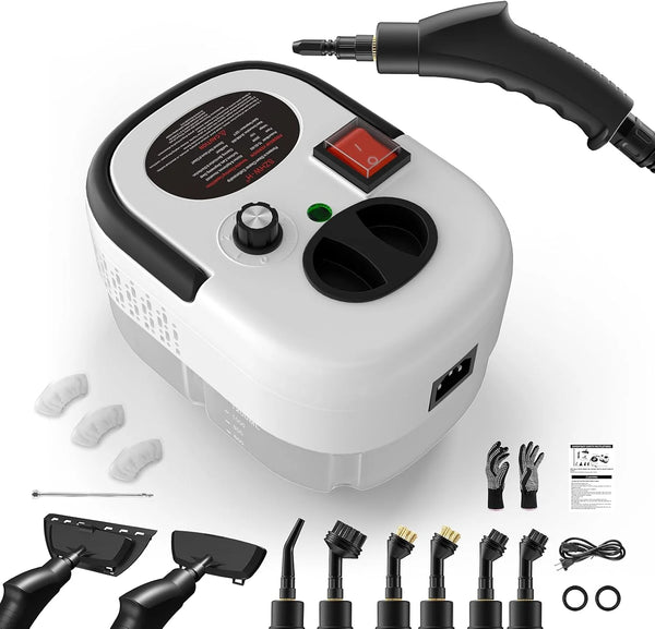 Steam Cleaner, Steamer for Cleaning, Portable Handheld Steam Cleaner, 1.2L Water Tank, 15s Fast Heating, Multipurpose Steamer for Home, Hand Held Steamer for Car, Kitchen, Bathroom, Tile - White